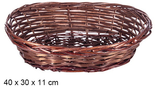 [108269] Mahogany oval wicker basket 40x30x11 cm