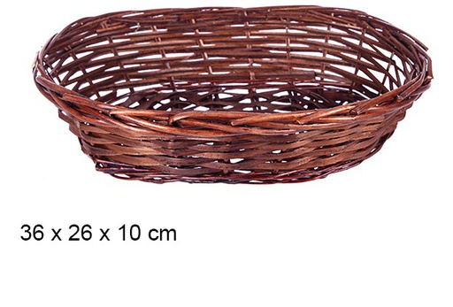 [108273] Cesta mimbre ovalada caoba 36x26x10 cm