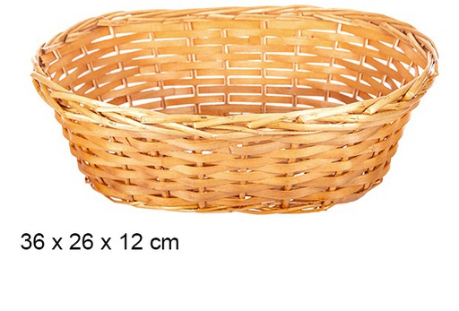 [108278] Cesto oval em vime cor de mel 36x26 cm