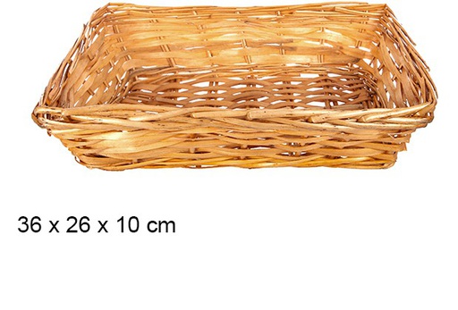 [108272] Cesto rettangolare in vimini color miele 36x26x10 cm