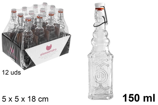 [108008] Flacon carré en verre avec bouchon mécanique 150 ml