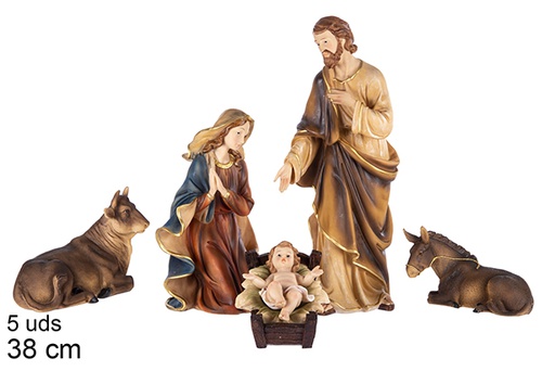 [108699] Presepe di Natale 5 pezzi 38 cm