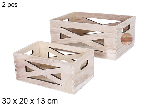 [108151] Pack 2 caisses en bois naturel 30x20 cm