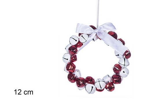 [108893] METAL WREATH W/RED AND WHITE BELL 12CM