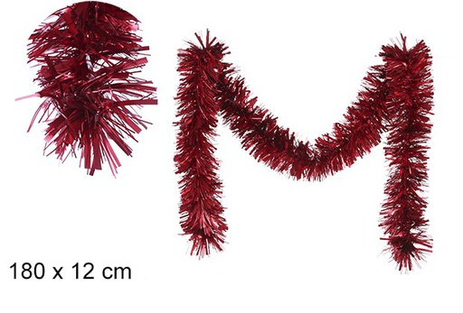 [109307] Matte red wide Christmas tinsel 12x180 cm