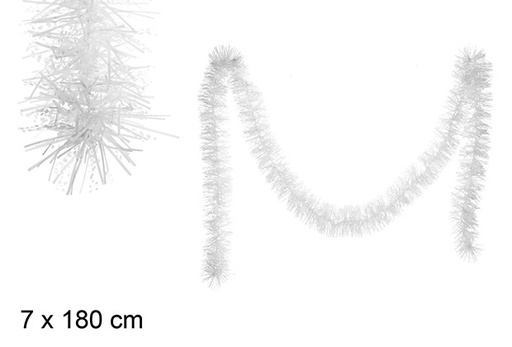 [109320] snow/white wide christmas tinsel 7x180cm