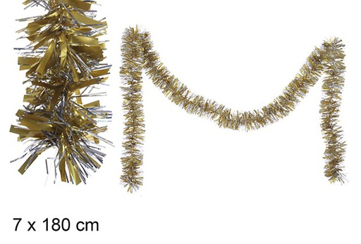 [109330] Matte gold/silver hologram wide Christmas tinsel 7x180 cm