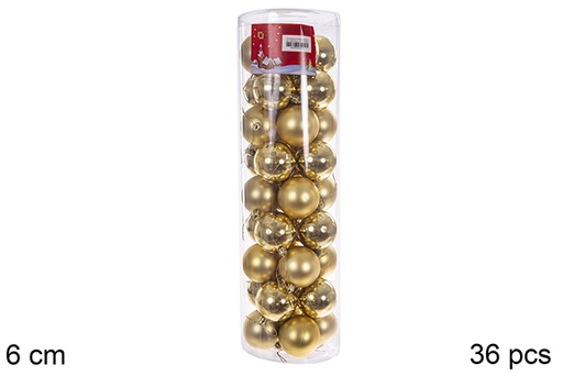 [109232] Pack 36 boules dorées brillantes/mates cylindre 6 cm