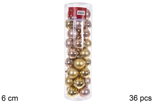 [109236] Pack 36 palline oro/champagne cilindro 6 cm