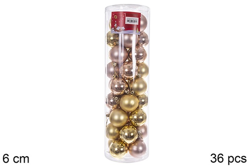 [109236] Pack 36 palline oro/champagne cilindro 6 cm