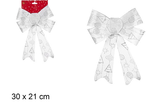 [108928] Christmas bow silver sackcloth 30x21 cm