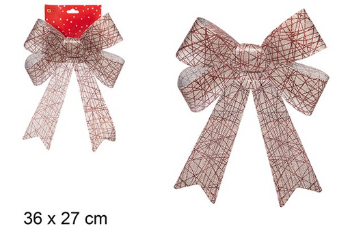 [108957] Sackcloth bow decorated with red stripes 36x27 cm