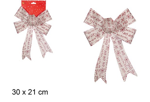 [108964] Red HOHOHO decorated sackcloth bow 36x27 cm