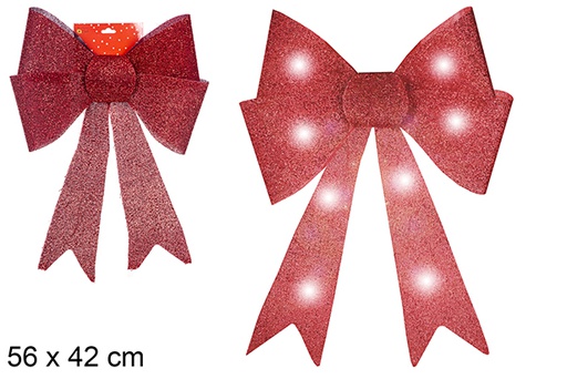 [108970] Red Christmas bow with LED 56x42cm