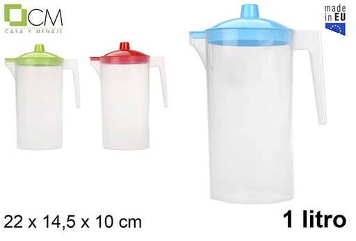 [102883] Plastic round jug with ​​assorted colors lid 1 l.