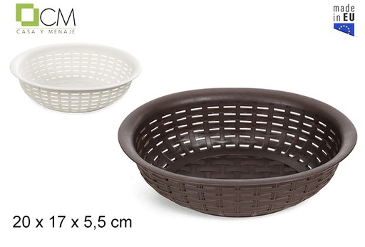 [102987] Cesto de plástico oval em rattan 20x17 cm