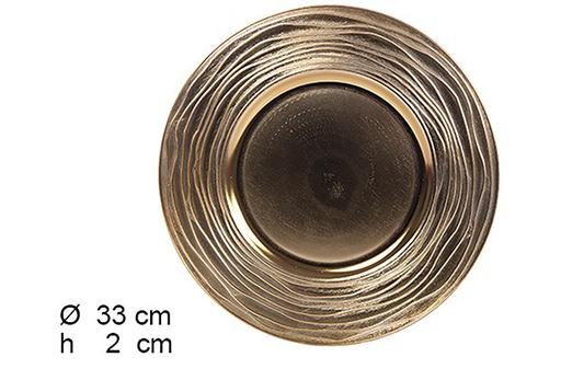 [109223] Sous plaque dorée brillante à bord décoré 33 cm