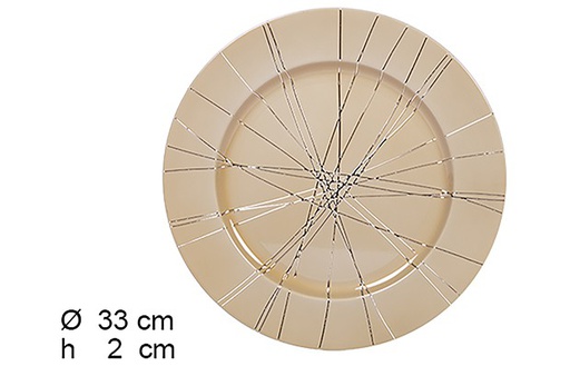 [109226] Bajo plato oro brillo decorado hilos 33 cm 