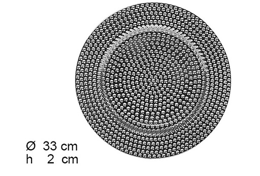 [109230] Bajo plato plata decorado perlas 33 cm 