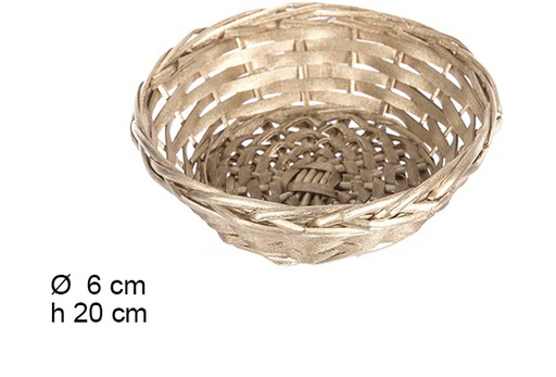 [108772] ROUND GOLD CHRISTMAS WICKER BASKET 20CM