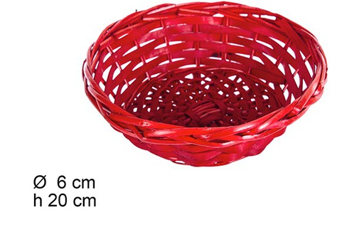 [108774] Cestino Natale in vimini rotondo rosso 20 cm  