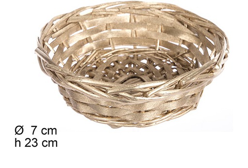 [108775] Cesto de natal de vime redondo ouro 23 cm  