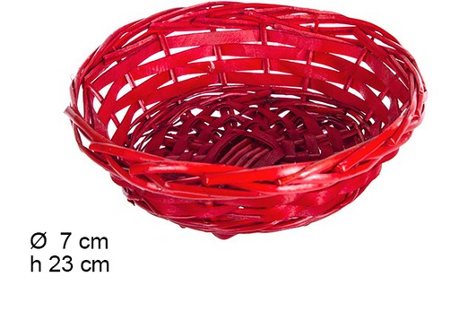 [108777] Cesta de Natal de vime redondo  vermelho 23 cm  