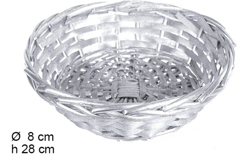 [108779] Cesto de natal de vime redondo prata 28 cm 