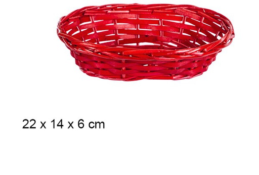 [108783] Red oval christmas wicker basket 22x14 cm  