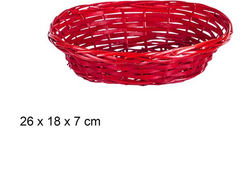 [108786] Corbeille de Noèl ovale en osier rouge 26x18 cm