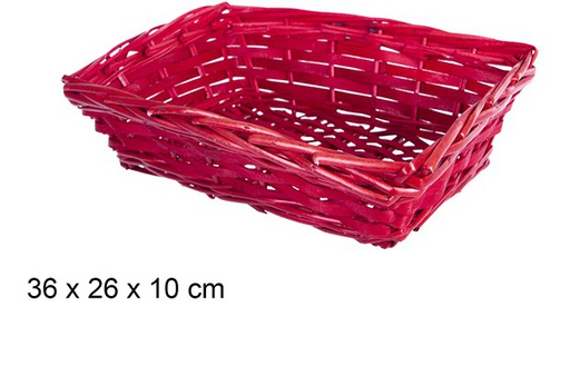 [108792] Red rectangular wicker Christmas basket 36x26 cm