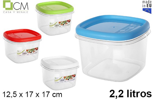 [108917] Portapranzo plastica quadrato colori asortiti 2,2 l.