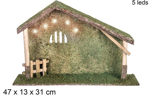 [108744] Wooden cabin with 5 LED 47x13x31 cm