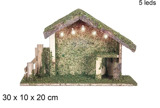 [108745] Cabaña madera con 5 LED 30x10x20 cm