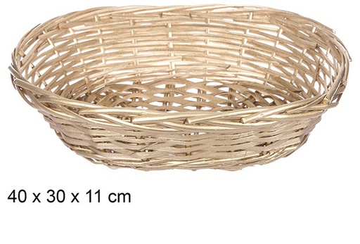 [108800] Cesta mimbre ovalada Navidad oro 40x30 cm