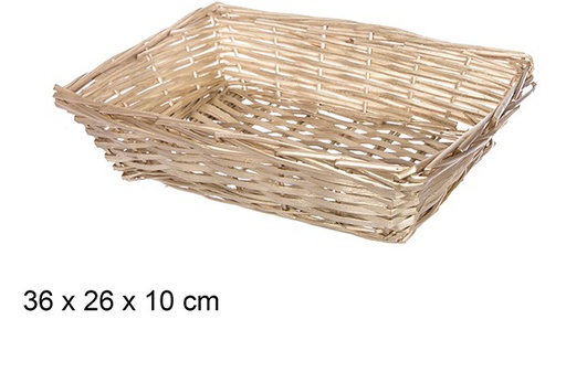 [108804] Cesta mimbre Navidad rectangular oro 36x26 cm