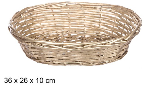 [108808] Cesta mimbre ovalada Navidad oro 36x26 cm