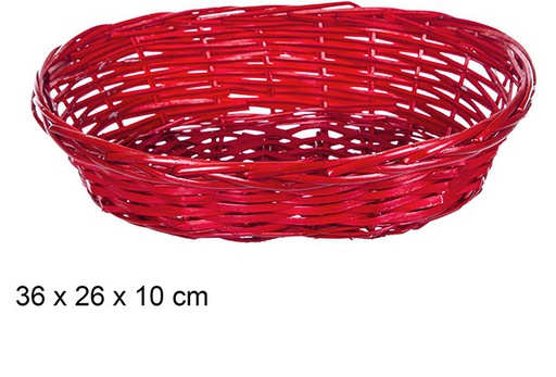 [108810] Corbeille de Noèl ovale en osier rouge 36x26 cm 