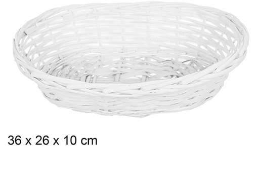 [108811] Cesto Natal de vime oval branco 36x26 cm    