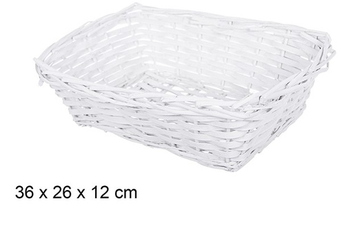 [108815] Cesta mimbre rectangular Navidad blanca 36x26 cm