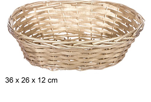 [108816] Cesto de Natal de vime oval ouro 36x26 cm  