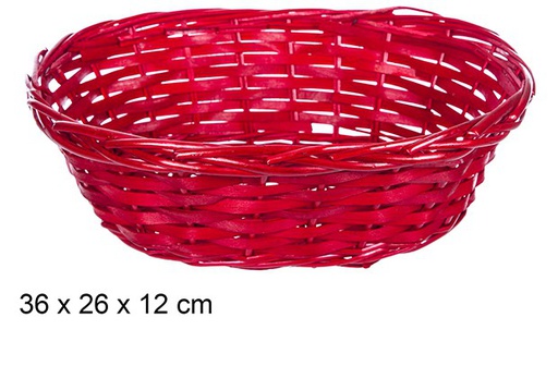 [108818] Red Christmas oval wicker basket 36x26 cm 