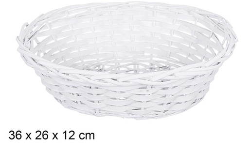 [108819] Cesta mimbre ovalada Navidad blanca 36x26 cm