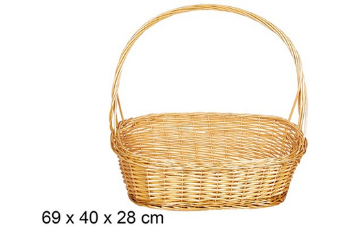 [108832] Cesto de vime oval de Natal com alça de mel 69x40 cm