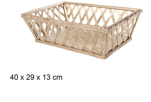 [108850] Cesta madera Navidad rectangular oro 40x29 cm