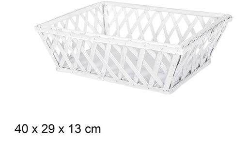 [108853] Cesta Natal de madeira retangular branco 40x29 cm 