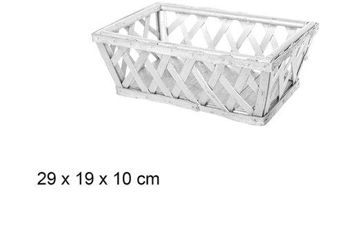 [108855] Rectangular silver Christmas wooden basket 29x19 cm