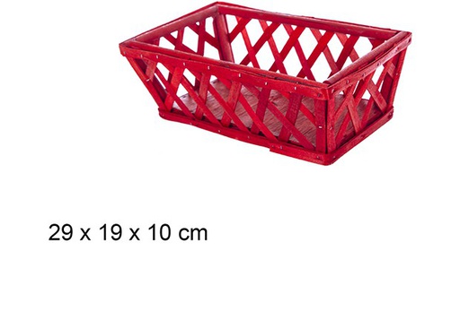 [108856] Cesta madera Navidad rectangular roja 29x19 cm