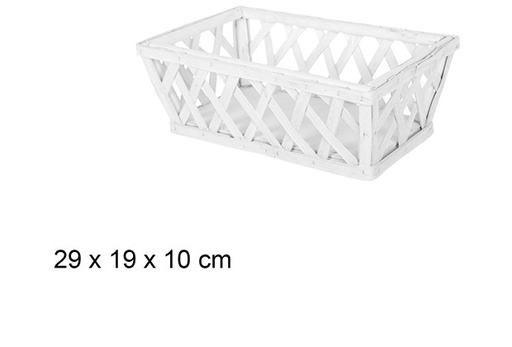 [108857] Cesta madera Navidad rectangular blanca 29x19 cm