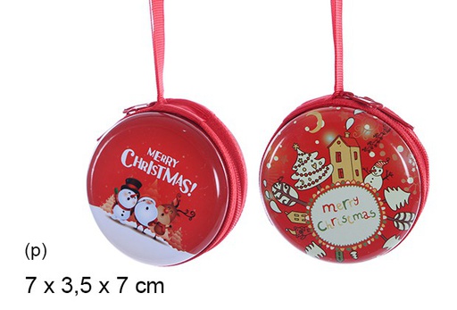 [109426] Christmas decorated metal purse 7x3,5 cm